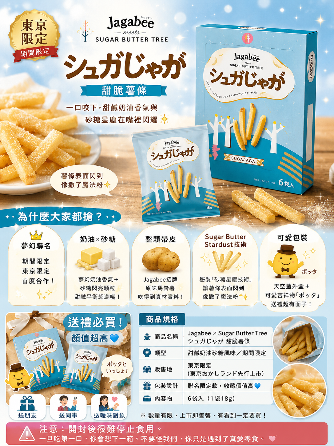 Jagabee × シュガーバターの木限定聯名款｜東京限定「シュガじゃが」甜鹹脆薯點心