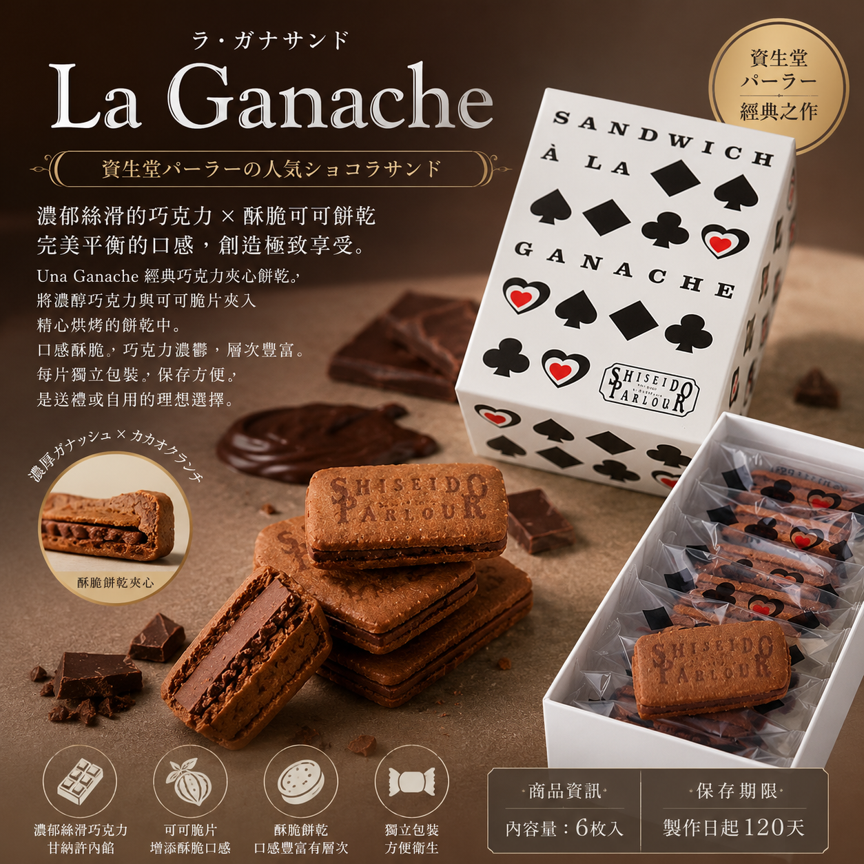 東京銀座 資生堂Parlor La Ganache巧克力夾心餅乾