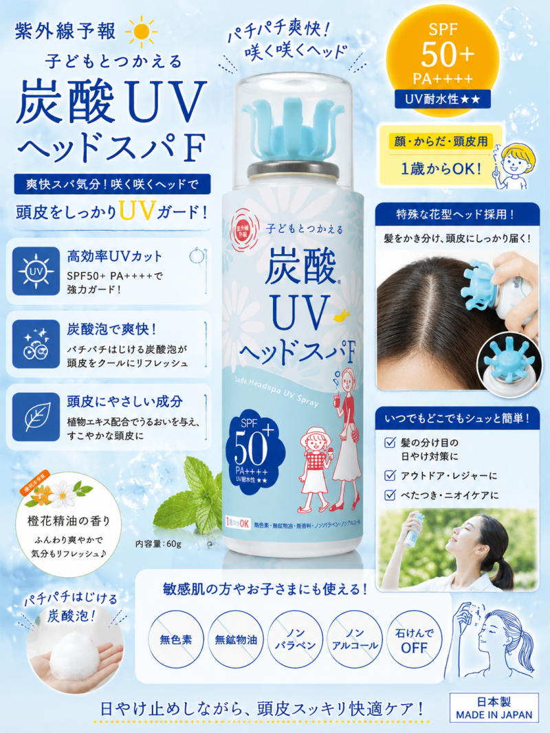 ☀️ 日本限定｜紫外線予報 炭酸UV頭皮防曬噴霧 SPF50+ PA++++