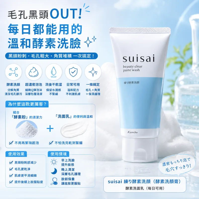 日本人氣酵素洗面乳｜suisai 潔顏酵素洗顏膏