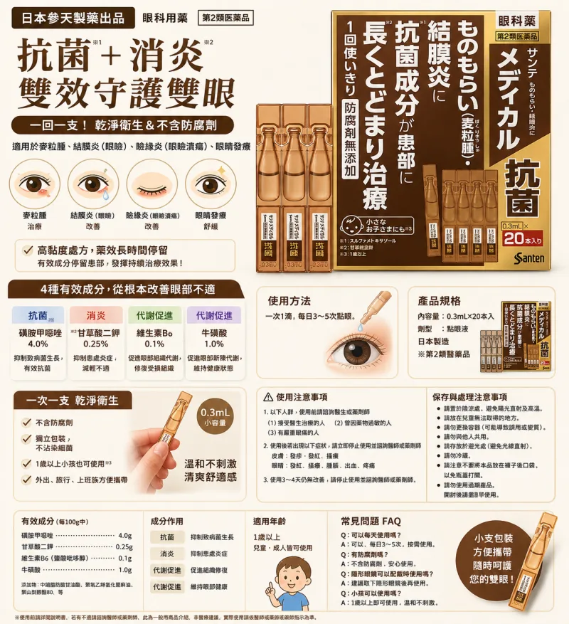 参天製薬 Medical抗菌眼藥水 0.3ml×20本 清涼感0