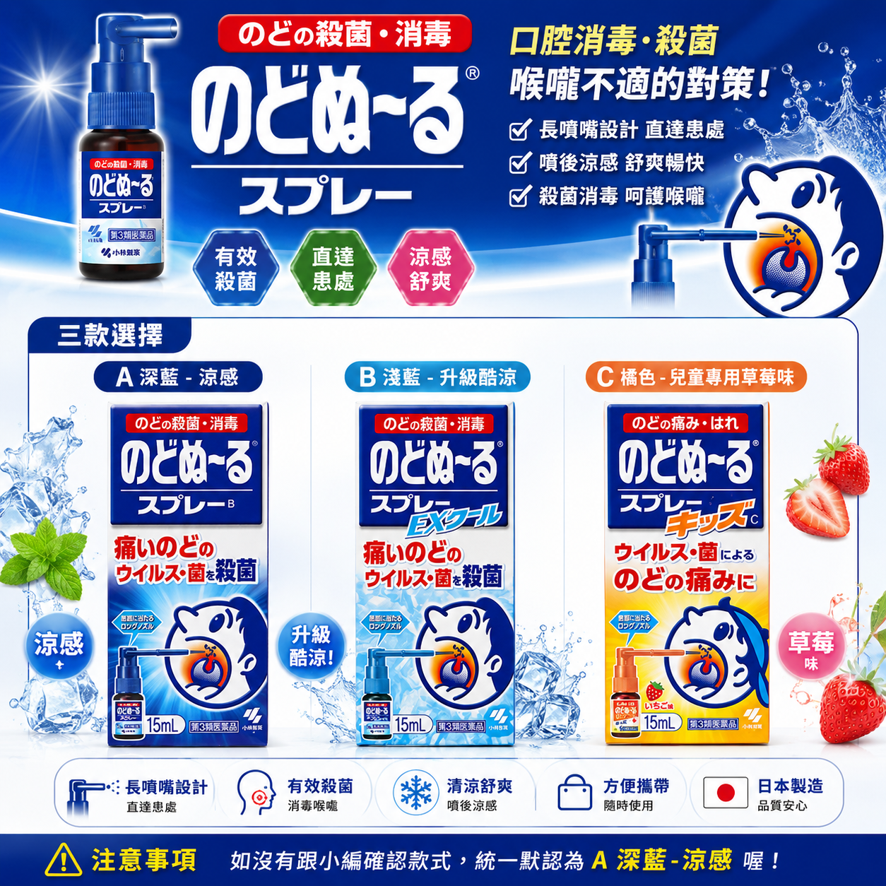 【日本代購】日本藥妝小林製藥口內噴霧15ML
