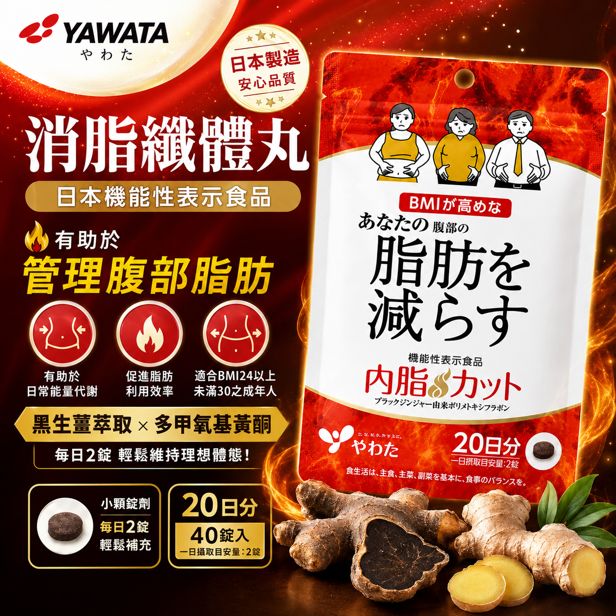 【日本代購】日本YAWATA 消脂纖體丸 | 40錠