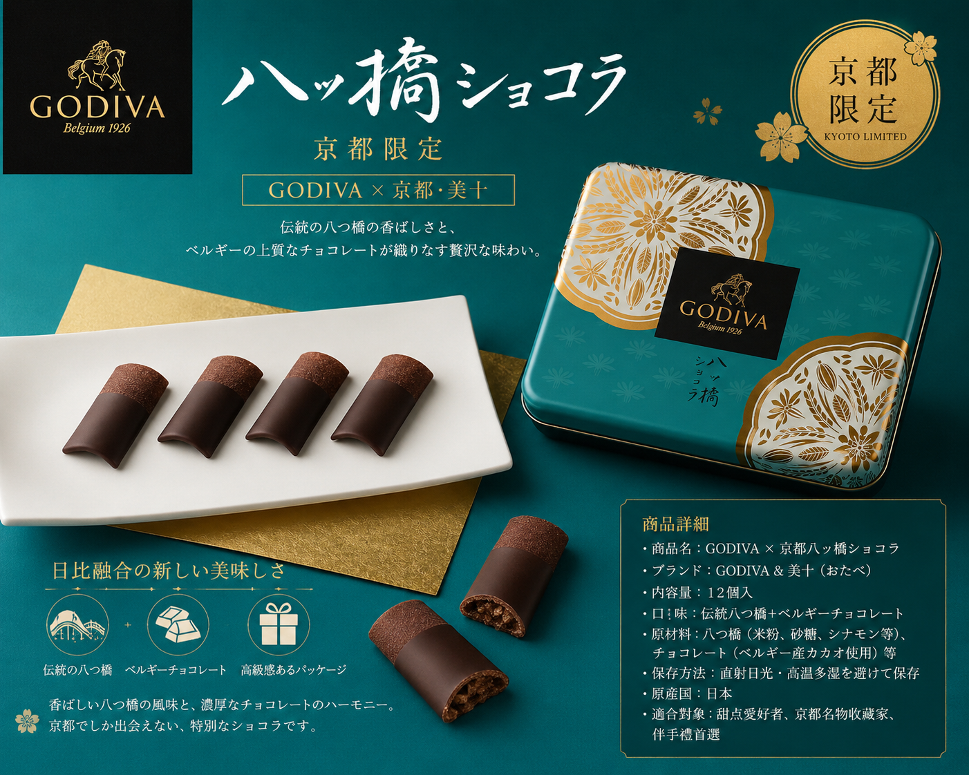 🍫 GODIVA × 京都八ッ橋「八ッ橋ショコラ」— 和洋融合的極致美味！ 0 點評
