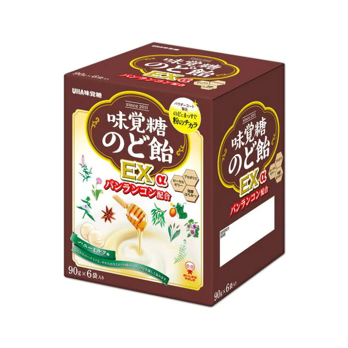 味覺糖 潤喉糖EX 6袋入（蜂蜜牛奶風味）｜含蜂膠・蜂王漿・發酵蜂蜜・板藍根・14種草本｜草本潤喉・舒緩不適